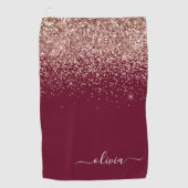 Serviette De Golf Rose Bourgogne Gold Blush Pink Parties scintillant (Devant)