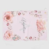 Serviette De Golf Rose d'aquarelle Wreath personnalisée | Rose (Horizontal)