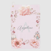 Serviette De Golf Rose d'aquarelle Wreath personnalisée | Rose (Devant)