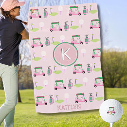 Serviette De Golf Rose élégant Golf Design Nom personnalisé Monogram