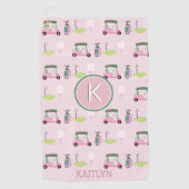 Serviette De Golf Rose élégant Golf Design Nom personnalisé Monogram (Devant)