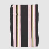 Serviette de golf rose et blanc or noir rayé (Devant)