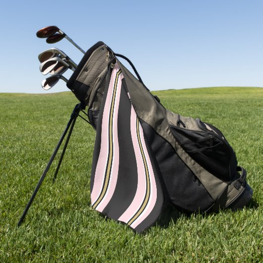 Serviette de golf rose et blanc or noir rayé (Vert)
