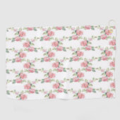 Serviette De Golf Rose Florale Rose Chic Usé (Horizontal)
