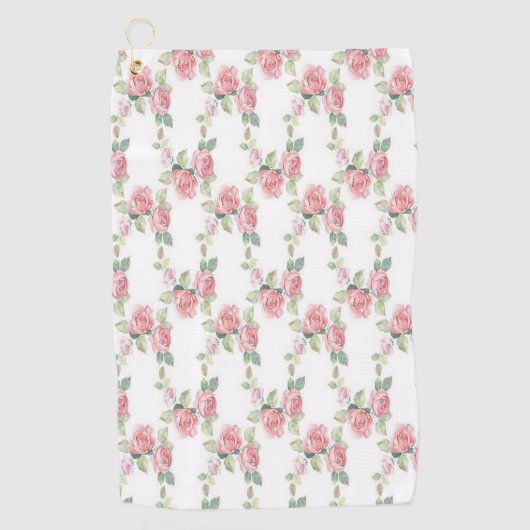 Serviette De Golf Rose Florale Rose Chic Usé (Devant)