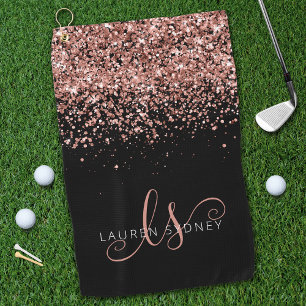 Serviette De Golf Rose Gold Blush Pink Glitter Glam Monogram Name