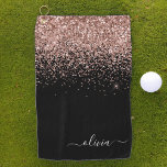 Serviette De Golf Rose Gold Blush Pink Parties scintillant Girl Mono<br><div class="desc">Rose Gold - Blush Pink and Black Sparkle Parties scintillant brossé en métal Monogramme Nom serviette de golf. Cela rend le cadeau parfait pour 16 ans,  mariage,  douche nuptiale,  anniversaire,  baby shower ou bachelorette pour quelqu'un qui aime le luxe glam et les styles chic.</div>