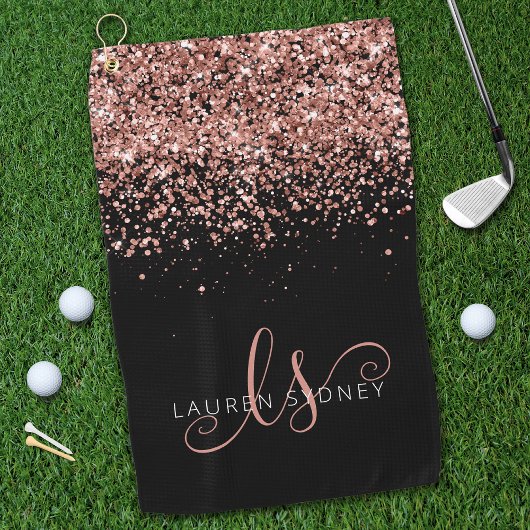 Serviette De Golf Rose Gold Blush Pink Parties scintillant Glam Nom 