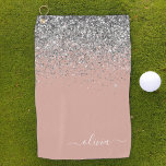 Serviette De Golf Rose Gold Blush rose Parties scintillant argent Mo<br><div class="desc">Rose Gold - Blush Pink and Silver Sparkle Parties scintillant brossé en métal Monogramme Nom serviette de golf. Cela rend le cadeau parfait pour 16 ans,  mariage,  douche nuptiale,  anniversaire,  baby shower ou bachelorette pour quelqu'un qui aime le luxe glam et les styles chic.</div>