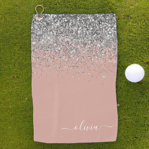Serviette De Golf Rose Gold Blush rose Parties scintillant argent Mo