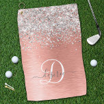 Serviette De Golf Rose Gold brossé Parties scintillant métallique No<br><div class="desc">Personnalisez facilement ce design chic et branché de serviettes de golf avec une jolie parties scintillant brillante en argent sur un arrière - plan métallique brossé en or rose.</div>
