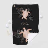 Serviette De Golf Rose Gold Sea Turtle Black Votre nom (En situation)