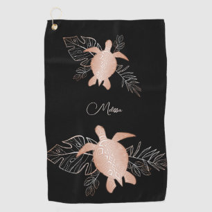 Serviette De Golf Rose Gold Sea Turtle Black Votre nom