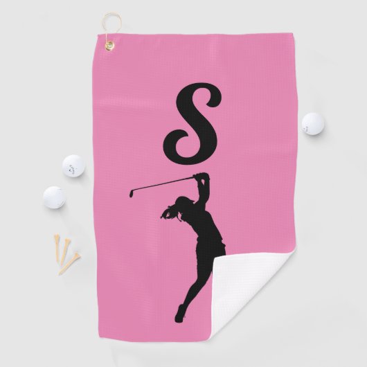 SERVIETTE DE GOLF ROSE MONOGRAM TOWEL DE GOLF POUR ELLE (En situation)