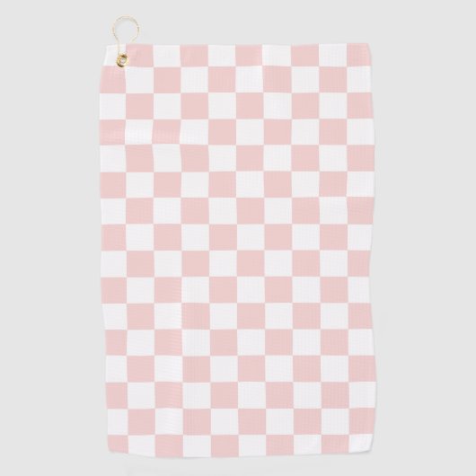 Serviette De Golf Rose Pâle et Blanc à Carreaux (Devant)
