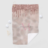 Serviette De Golf Rose Parties scintillant or Monogramme Calligraphi (En situation)