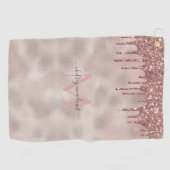 Serviette De Golf Rose Parties scintillant or Monogramme Calligraphi (Horizontal)