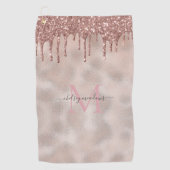 Serviette De Golf Rose Parties scintillant or Monogramme Calligraphi (Devant)