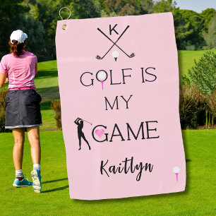 Serviette De Golf Rose personnalisé Golf moderne est mon jeu Monogra