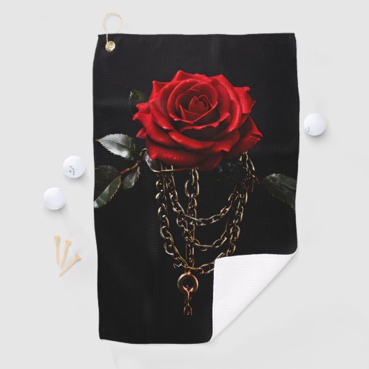 Serviette De Golf Rose rouge dans les chaînes (En situation)