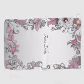 Serviette de golf rose Silver Blanc Floral (Horizontal)