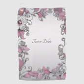 Serviette de golf rose Silver Blanc Floral (Devant)