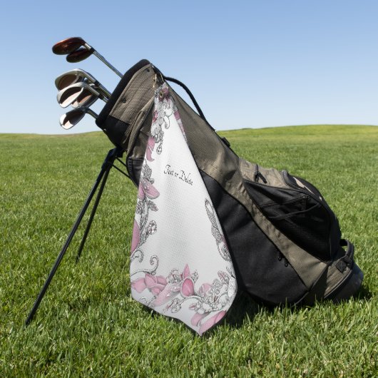 Serviette de golf rose Silver Blanc Floral (Vert)