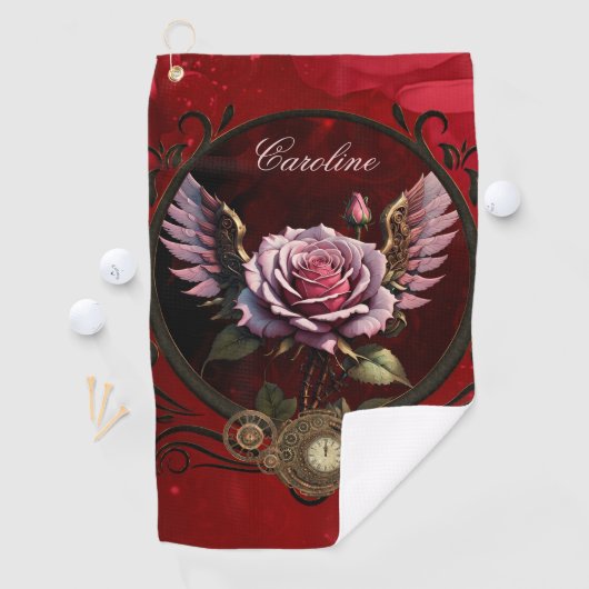 Serviette De Golf Rose Steampunk (En situation)