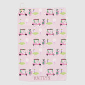 Serviette De Golf Rose Stylé Feminine Golf Design Nom personnalisé (Devant)