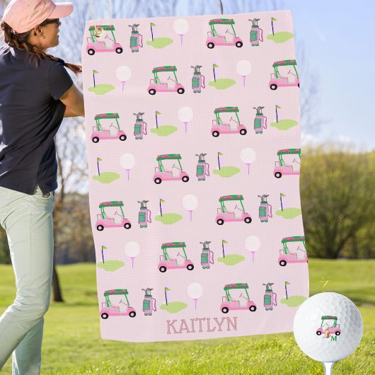 Serviette De Golf Rose Stylé Feminine Golf Design Nom personnalisé