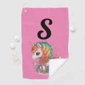 SERVIETTE DE GOLF ROSE UNICORN MONOGRAM TOWEL DE GOLF POUR ELLE (En situation)