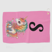 SERVIETTE DE GOLF ROSE UNICORN MONOGRAM TOWEL DE GOLF POUR ELLE (Horizontal)