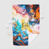 Serviette De Golf Rose violet doré Monogramme personnalisé (En situation)