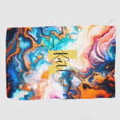 Serviette De Golf Rose violet doré Monogramme personnalisé (Horizontal)