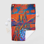 Serviette De Golf Roses expressifs dans le ciel mystère impressionni (En situation)