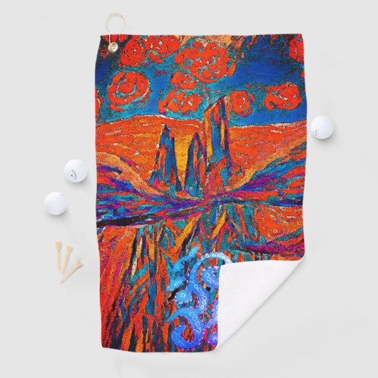 Serviette De Golf Roses expressifs dans le ciel mystère impressionni (En situation)