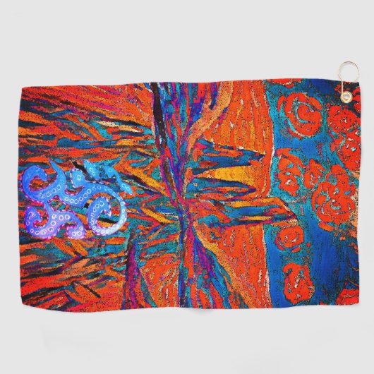 Serviette De Golf Roses expressifs dans le ciel mystère impressionni (Horizontal)