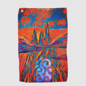 Serviette De Golf Roses expressifs dans le ciel mystère impressionni (Devant)