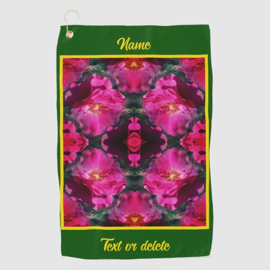 Serviette De Golf Roses rose Floral Art Abstrait Personnalisé (Devant)