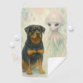 Serviette De Golf Rottweiler avec extraterrestre (En situation)
