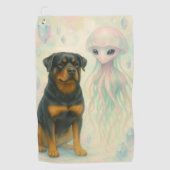Serviette De Golf Rottweiler avec extraterrestre (Devant)