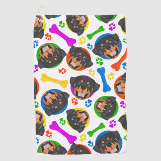 Serviette De Golf Rottweiler coloré et espiègle