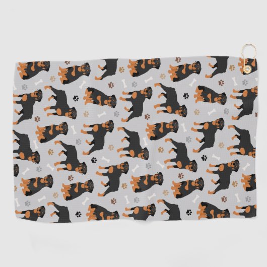 Serviette de golf Rottweiler Dog Bones and Paws (Horizontal)
