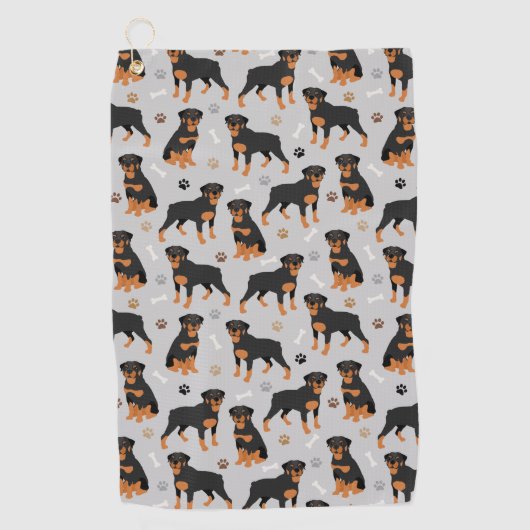 Serviette de golf Rottweiler Dog Bones and Paws (Devant)
