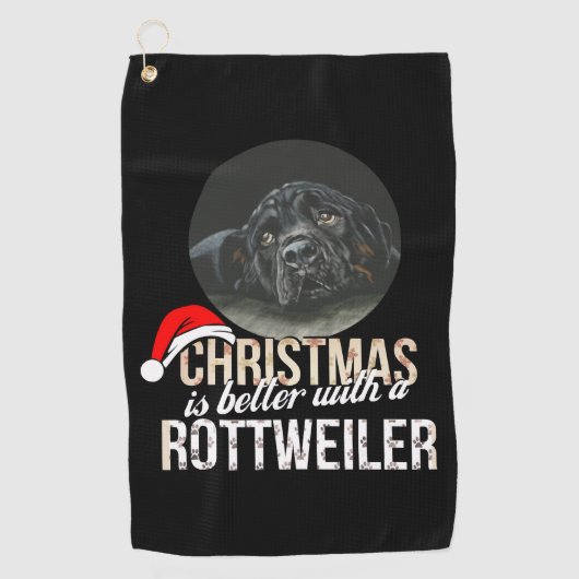 Serviette De Golf Rottweiler - Noël est meilleur avec Rottweiler (Devant)