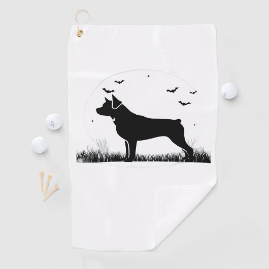 Serviette De Golf Rotweiler Chien - Halloween Lune Silhouette Oversi (En situation)