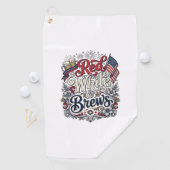 Serviette De Golf Rouge Blanc & Bières Conception de chemise de bièr (En situation)
