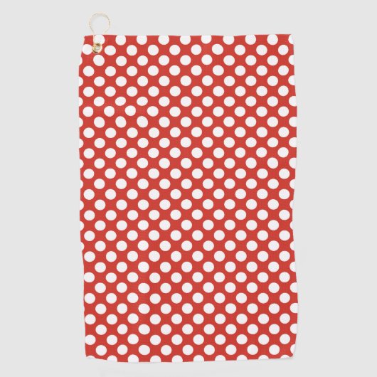 Serviette De Golf Rouge Blanc Classique À pois (Devant)