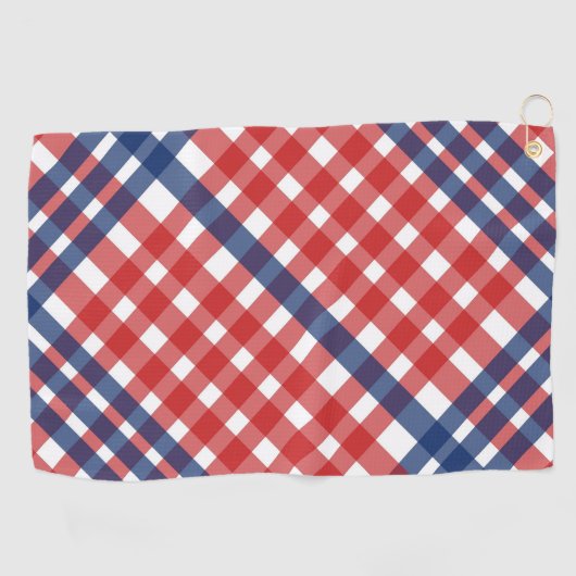 Serviette De Golf Rouge blanc et bleu En vichy plaid (Horizontal)