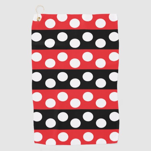 Serviette De Golf Rouge et Noir à pois (Devant)